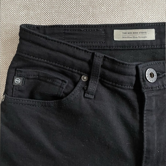 AG Adriano Goldschmied: Black Mid-Rise Slim Straight Jeans - Picture 3 of 13